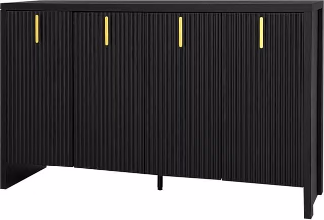 Credenza con 4 Ante e Ripiani Regolabili per Soggiorno in Pannelli di Particelle 140 × 38 × 80 cm Nera