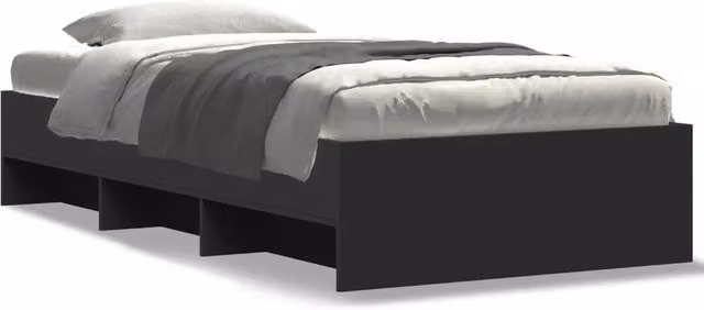 Letto singolo per adulti DESIGN IN in legno multistrato nero con vani laterali L/P/H: 200 x 90 x 35 cm – 1