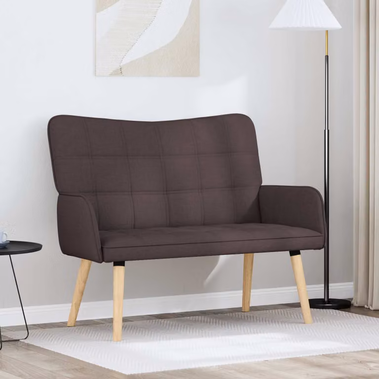 Divano a 2 posti vidaXL in tessuto marrone con struttura mista L: 115 cm, P: 61 cm, H: 87 cm