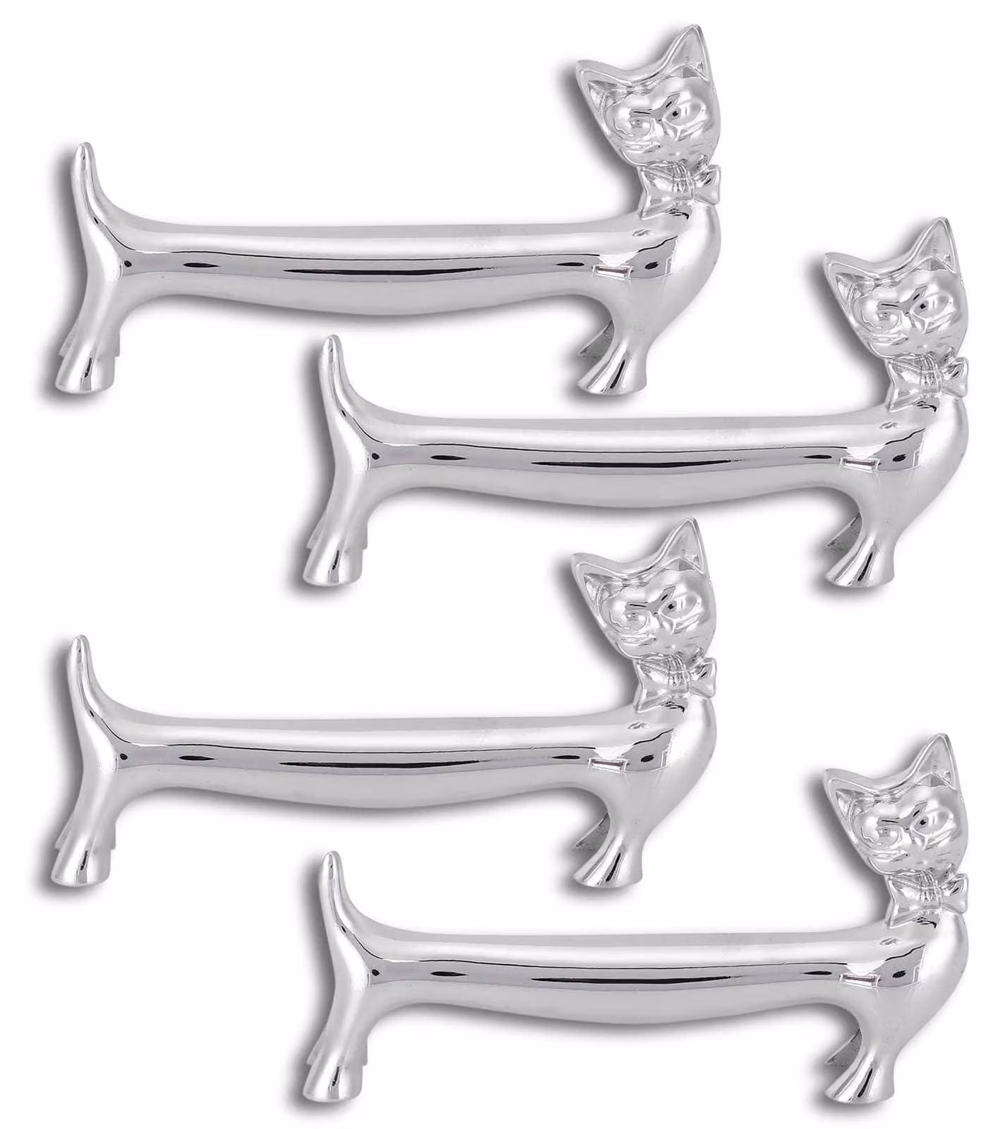 Porta bacchette a forma di gatto, confezione da 4 pezzi, in acciaio inossidabile, per la cucina