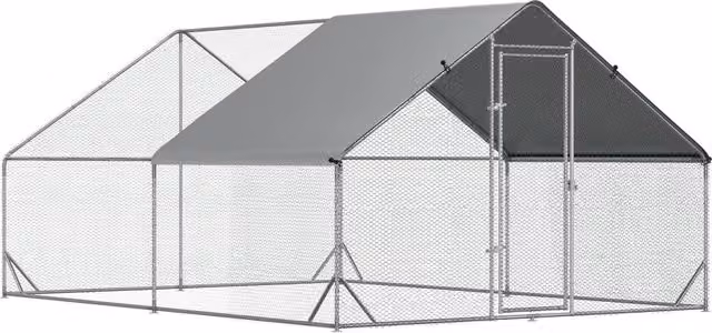 Pollaio a gabbia per galline da esterno GIORDANOSHOP in metallo zincato argento L: 4 m, P: 3 m, H: 2 m