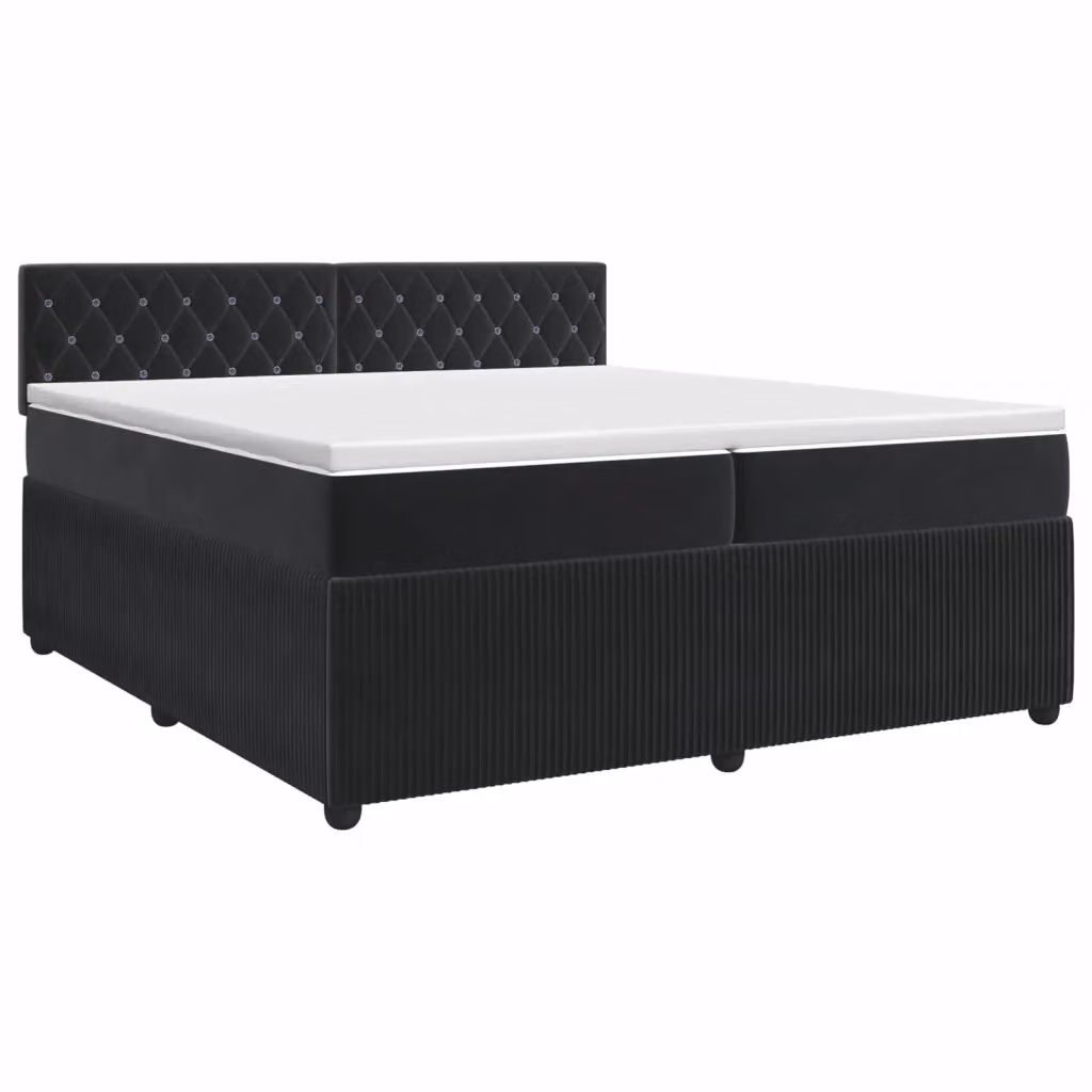 Letto box spring con materasso vidaXL in velluto nero L/P: 200 x 200 cm – 2