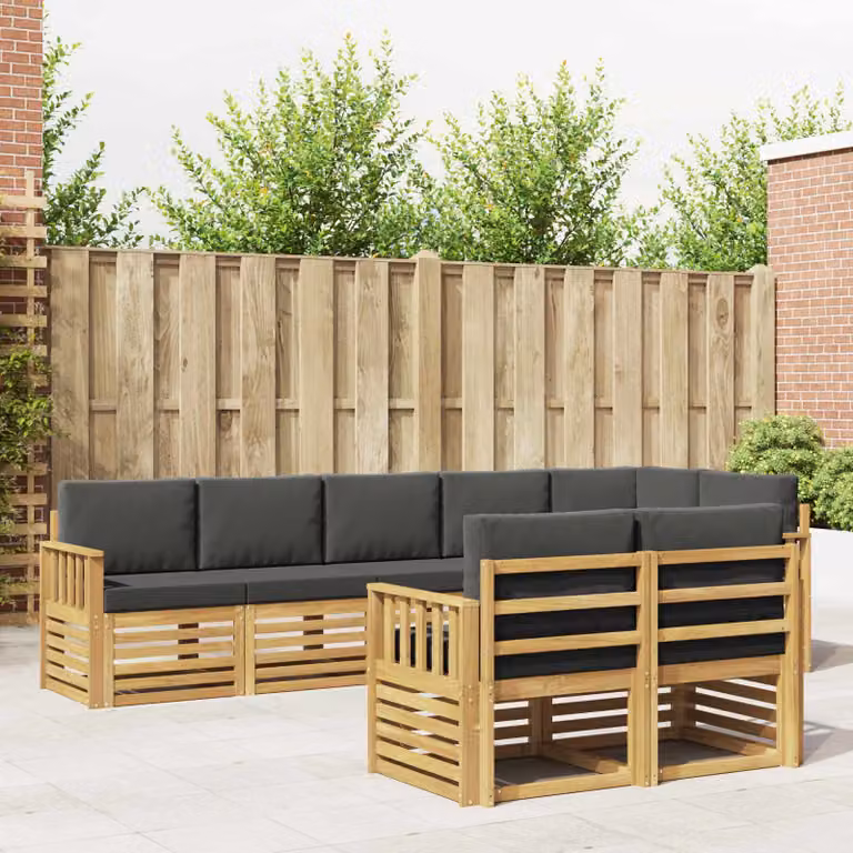Set di divani da esterno vidaXL 8 pz in legno di acacia con cuscini Bianco e Antracite