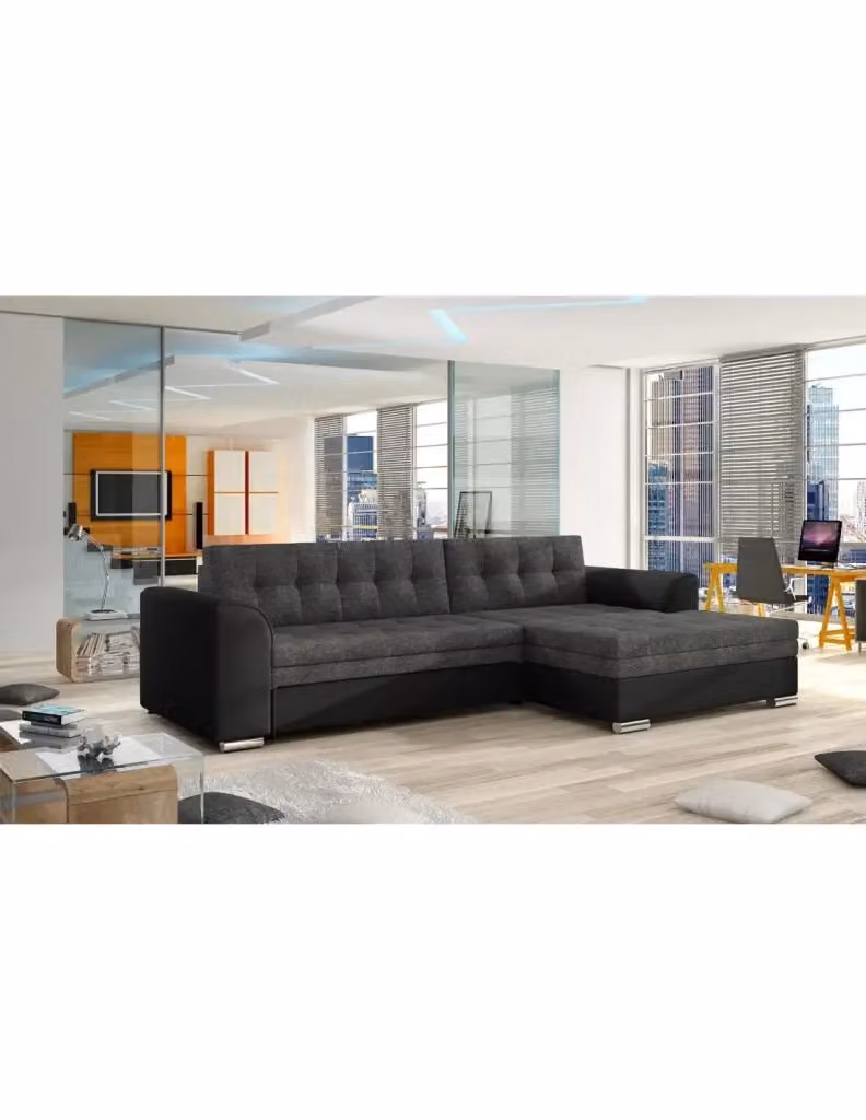 Divano angolare trasformabile CONFORTO MEUBLORAMA con funzione letto, 4 posti, grigio e nero, angolo destro, L/P/H: 274 x 165 x 78 cm – 2