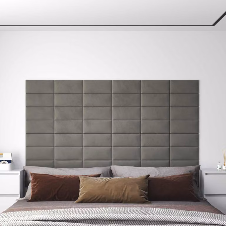 Set di 12 pannelli testiera da parete vidaXL in velluto grigio per camera da letto