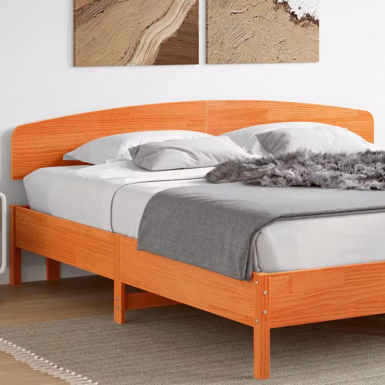 Testiera per letto vidaXL in legno massello di pino, colore marrone cera, per letto 180x200 cm