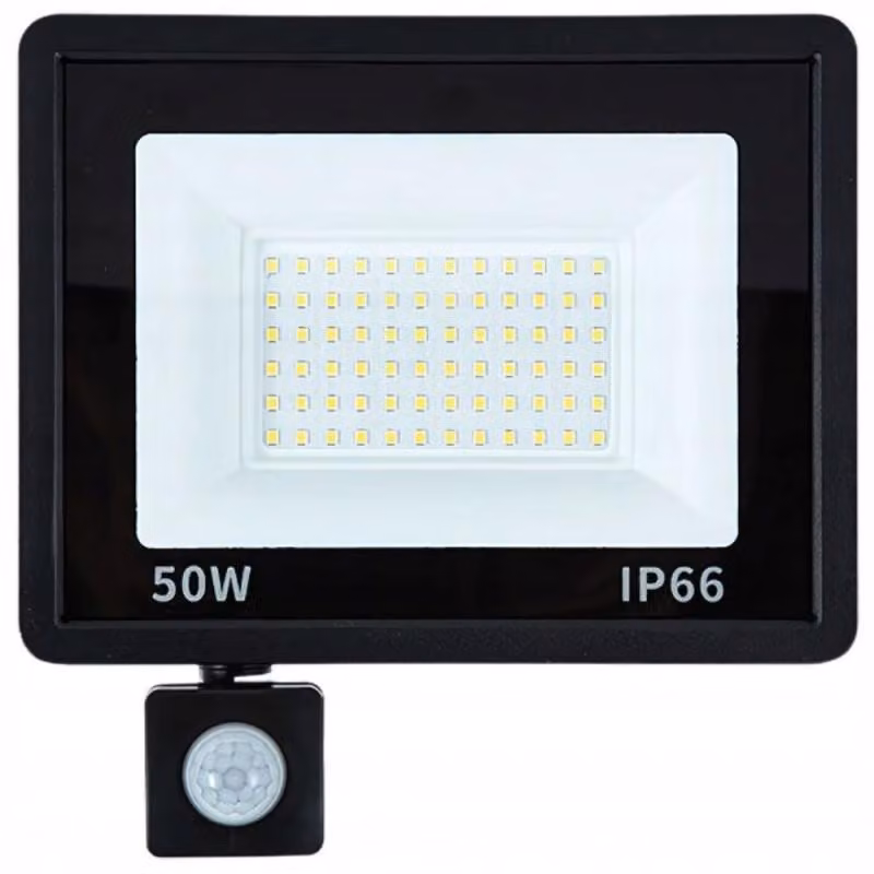 Verk 12349 Faretto alogeno LED con sensore crepuscolare e di movimento 50W, 6000K, IP66