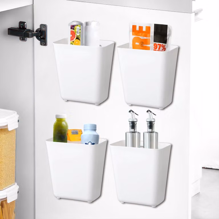 4 contenitori adesivi da parete per l'organizzazione di bagno e cucina