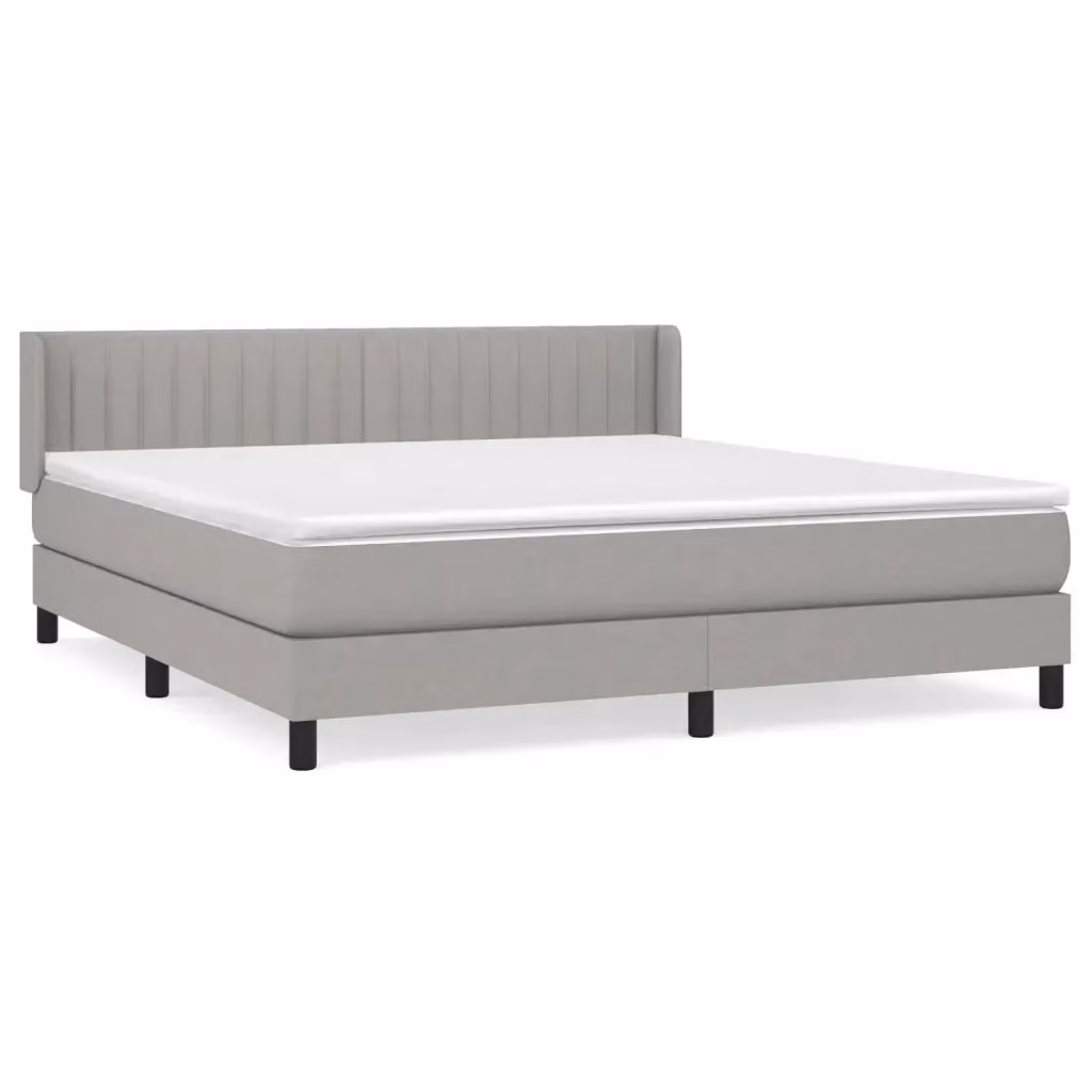 vidaXL Giroletto a Molle con Materasso Ibrido in Tessuto Grigio Chiaro e Bianco L/P/H: 160 x 200 cm – 2