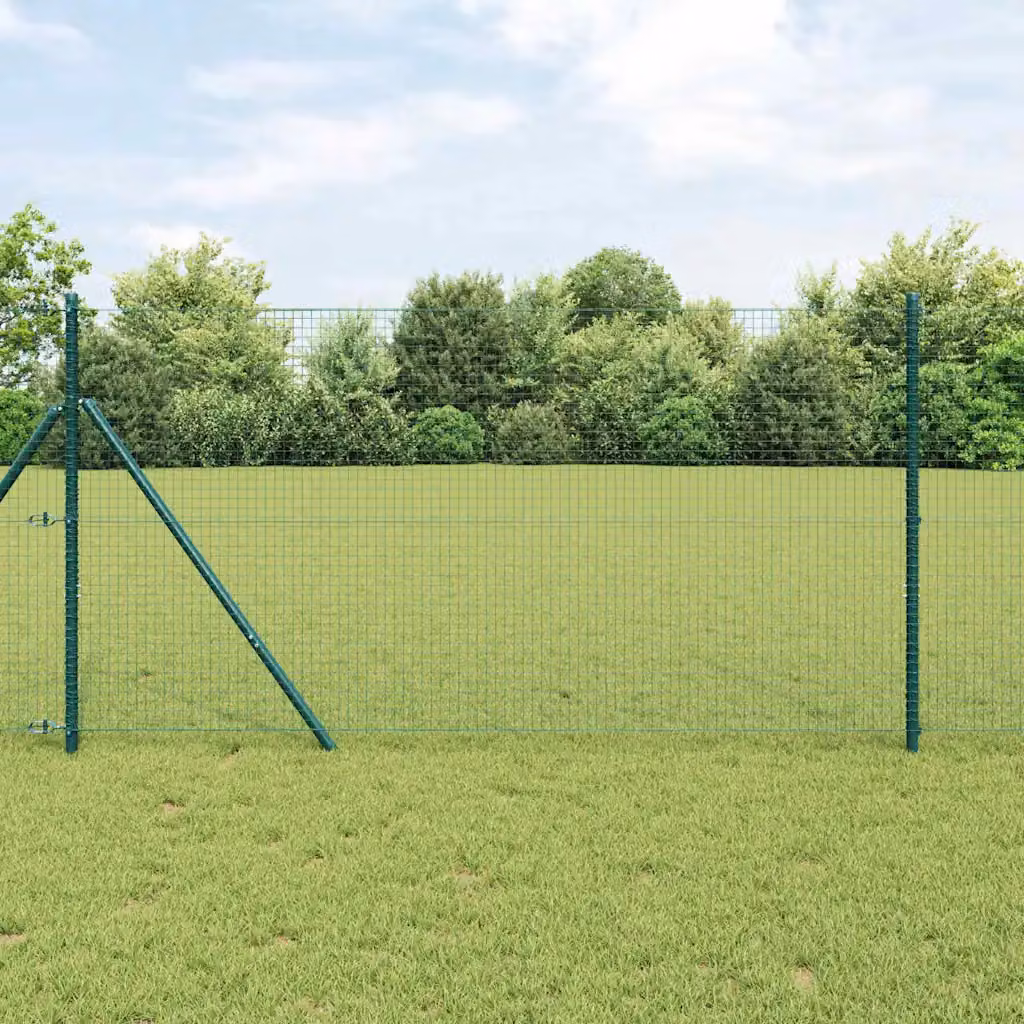 Recinzione a rete saldata da fissare a terra vidaXL in acciaio e PVC verde, L: 1,4 m, H: 50 cm