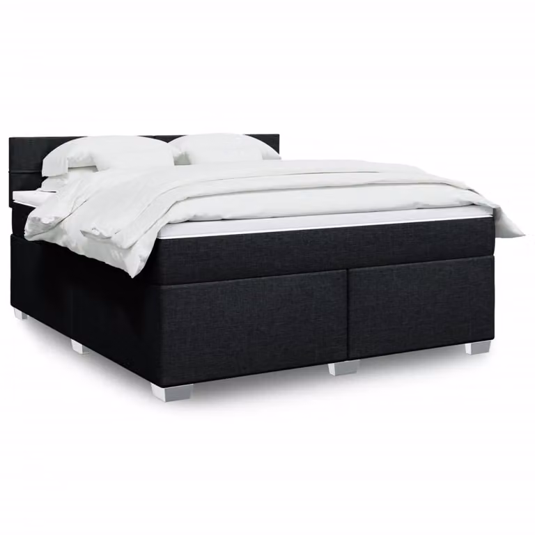 vidaXL Giroletto a Molle Ibrido con Materasso Nero e Bianco in Tessuto L/P/H: 180 x 200 x 100,5 cm