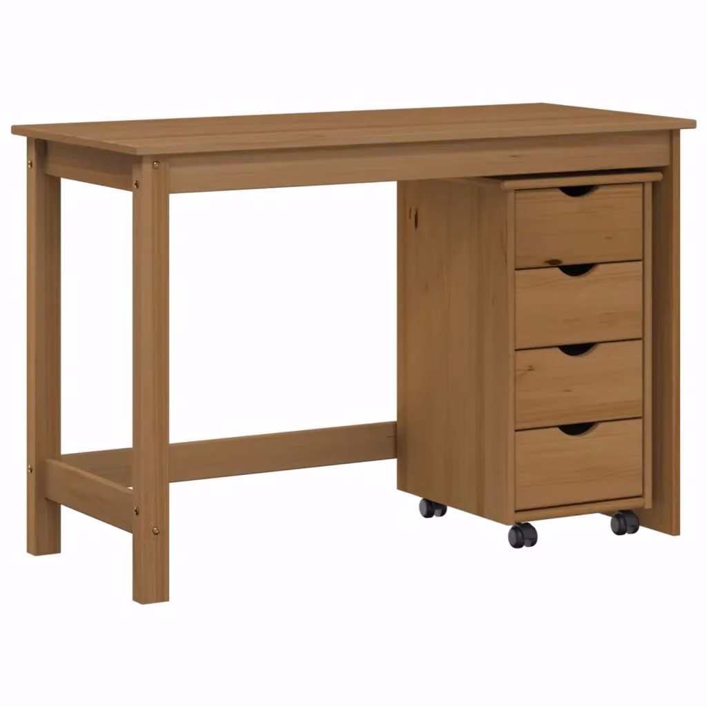 Set di Scrivania e Armadietto 2 pz vidaXL in Legno di Pino Marrone – 2