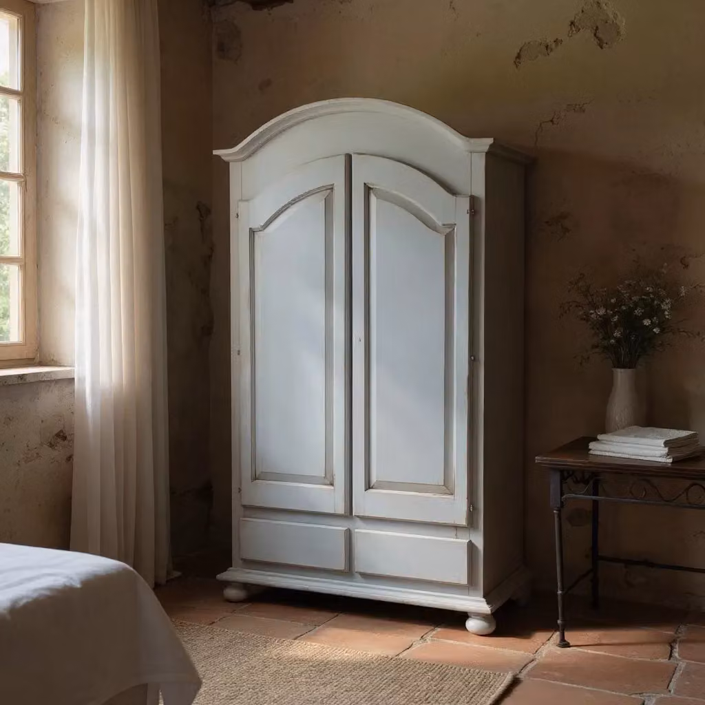 Armadio a 2 ante in legno stile shabby chic cerato azzurro Mobili 2G L/P/H: 125 x 61 x 200 cm – 1