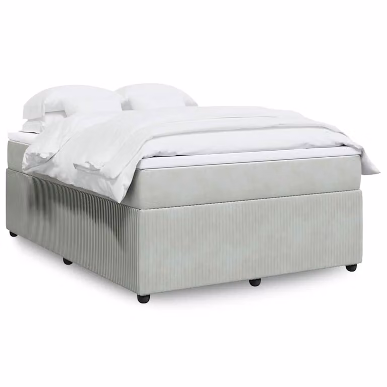 vidaXL Giroletto a Molle con Materasso in Velluto Grigio Chiaro, L/P/H: 160 x 200 cm