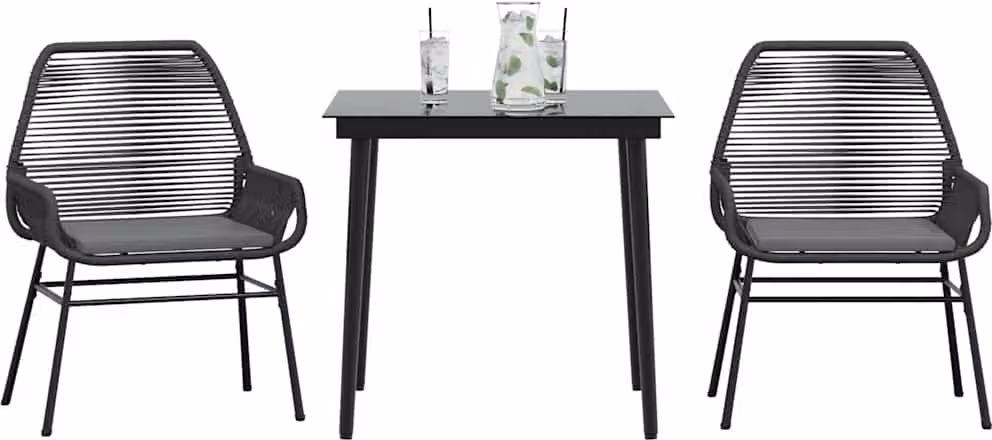 Maison Exclusive - Set da Pranzo da Giardino 3 pz con Cuscini Polyrattan Vetro
