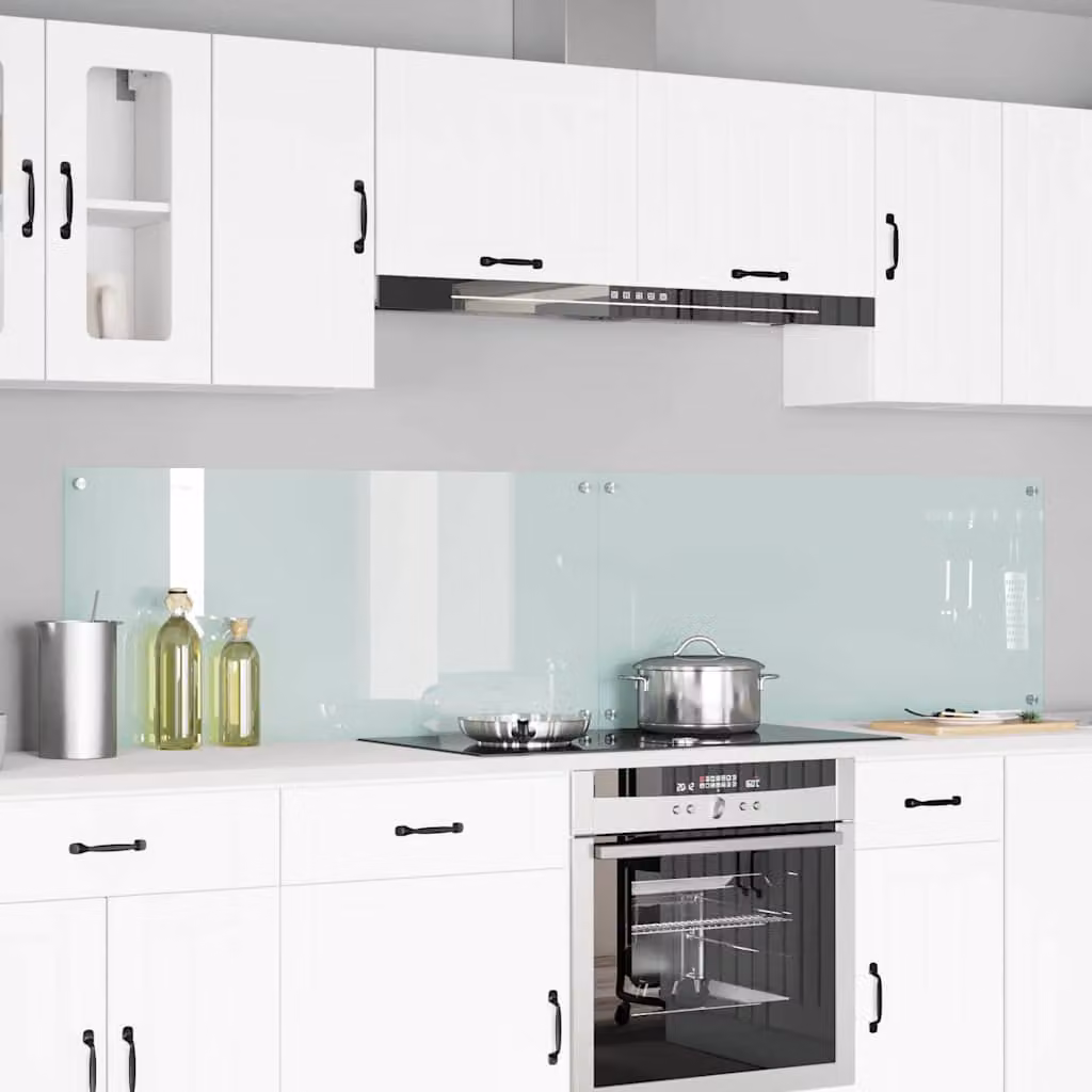 Set di 2 schienali da cucina vidaXL in vetro temperato bianco, L 110 cm x H 50 cm