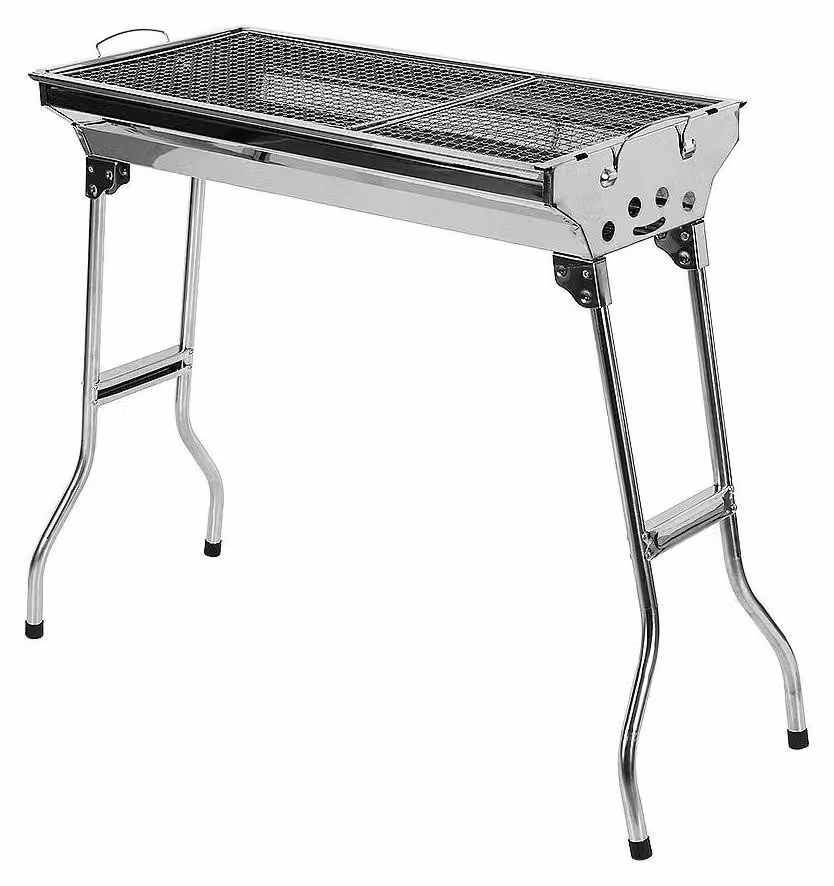 Barbecue a carbonella - Barbecue - Portatile - Pieghevole - Acciaio - Facile da pulire - Per 5+ persone - Campeggio e picnic - Argento