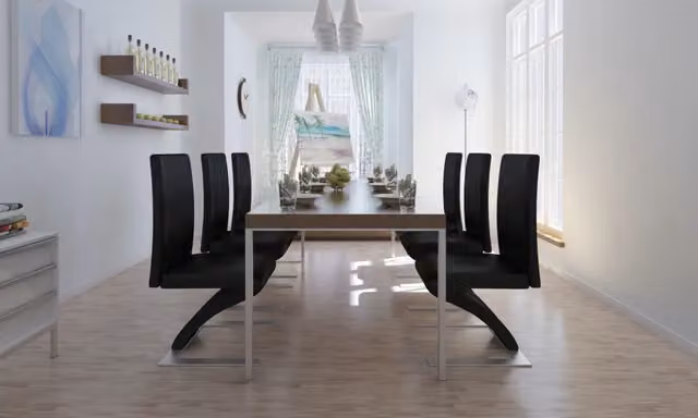 Sedie da Pranzo 6 pz Nere in Similpelle 160564