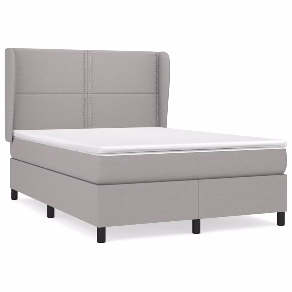 Giroletto a Molle con Materasso Grigio Chiaro 140x200cm Tessuto