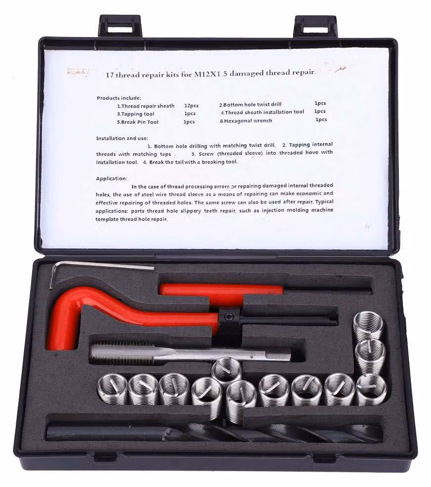 Kit di riparazione filettature, 17 pezzi - Inserti Helicoil - Set di accessori per riparazioni - Professionale/Amatoriale - Alta qualità - Soluzioni rapide - Set di filettature