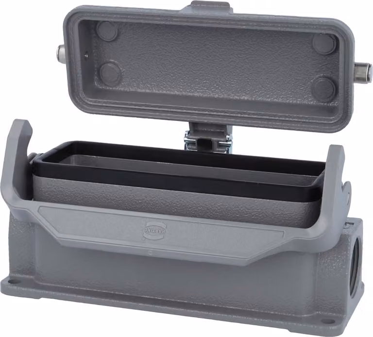 HARTING Han 24B Base bassa, 2xM25 uscita cavo laterale, con 1 staffa longitudinale con cappuccio protettivo in metallo - 1 pezzo