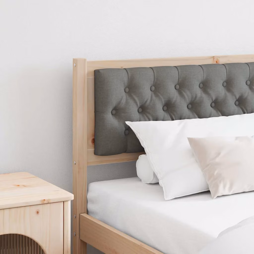 Testiera per letto imbottita vidaXL in legno di pino massello grigia per camera da letto degli adulti