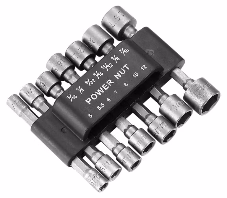 Set di 14 adattatori per chiavi a bussola esagonali, adatti per bulloni e dadi