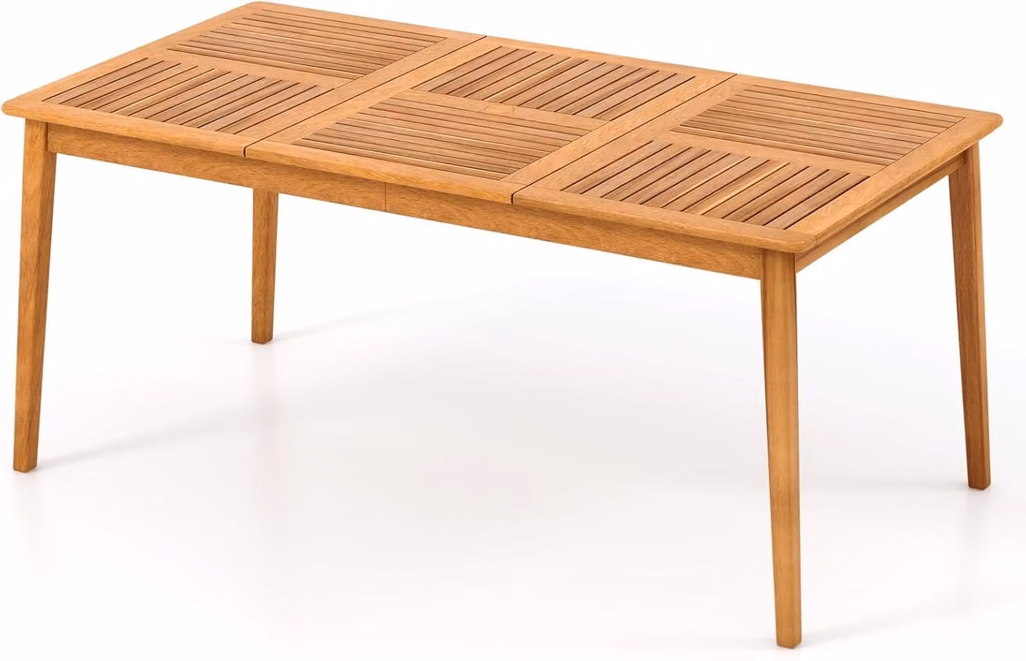 Tavolo da giardino KOMFOTTEU con foro per ombrellone da 5 cm, tavolo da pranzo in legno di acacia, tavolo in legno per 4/6/8 persone, tavolo da terrazza per giardino, cortile, veranda