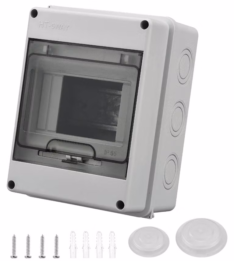 Quadro di distribuzione a parete, scatola di fusibili impermeabile IP65, a 1 fila per 5 moduli