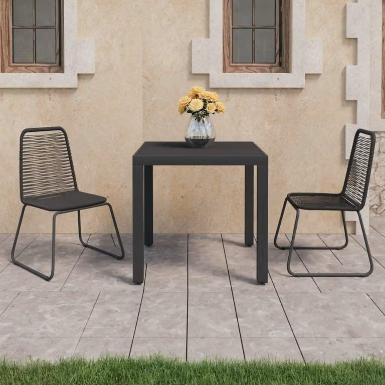 Maison Exclusive - Set da pranzo da giardino a 3 pezzi in rattan PVC nero