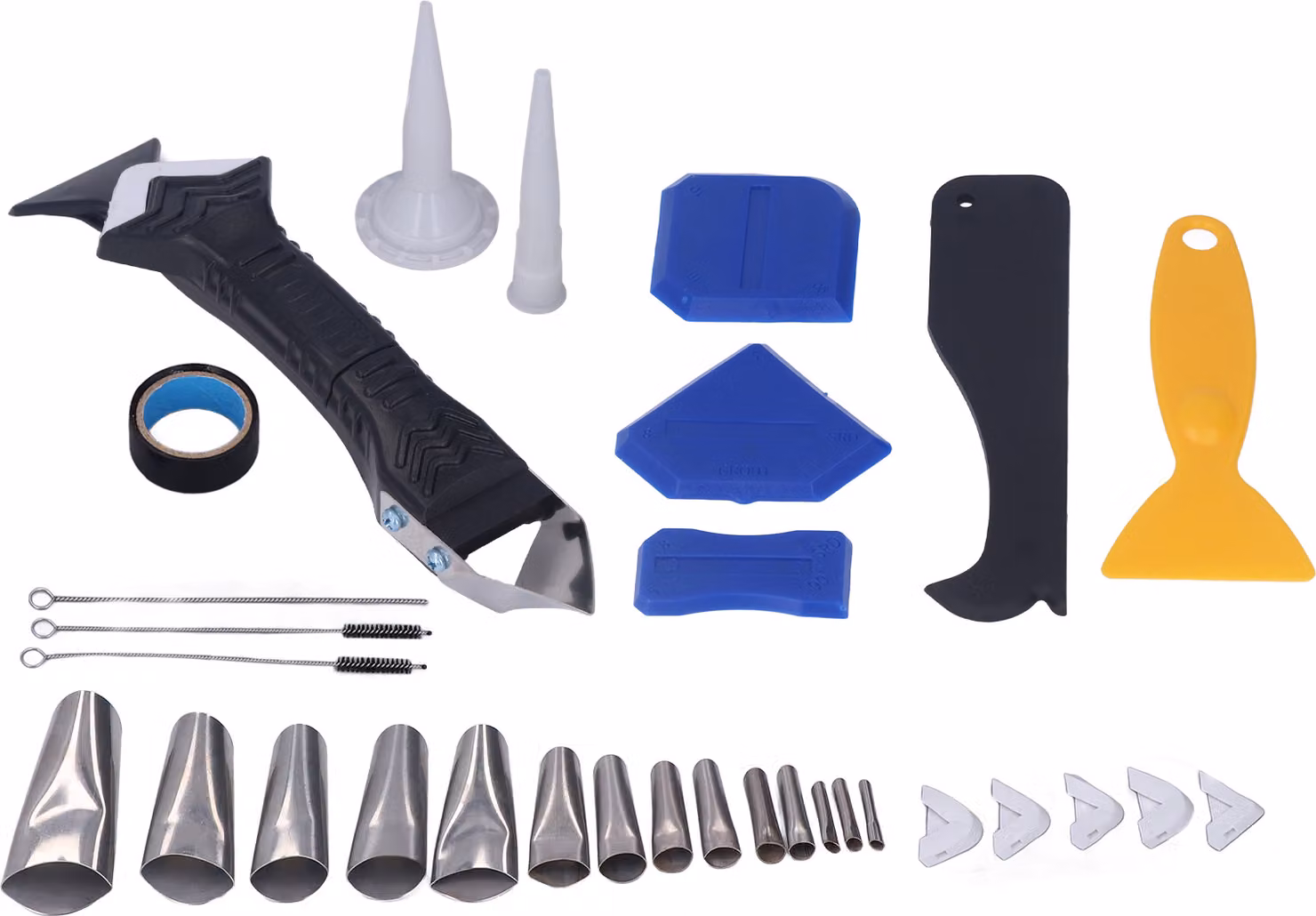 5 in 1 Set di strumenti per calafataggio Strumento multifunzionale per la rifinitura del sigillante in silicone con pala angolare