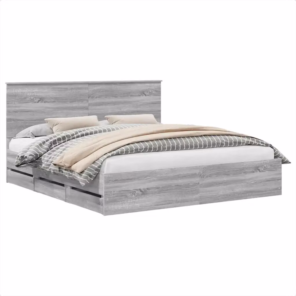 Struttura del letto con cassetto vidaXL in legno ingegnerizzato Grigio Sonoma 180 x 200 cm – 2