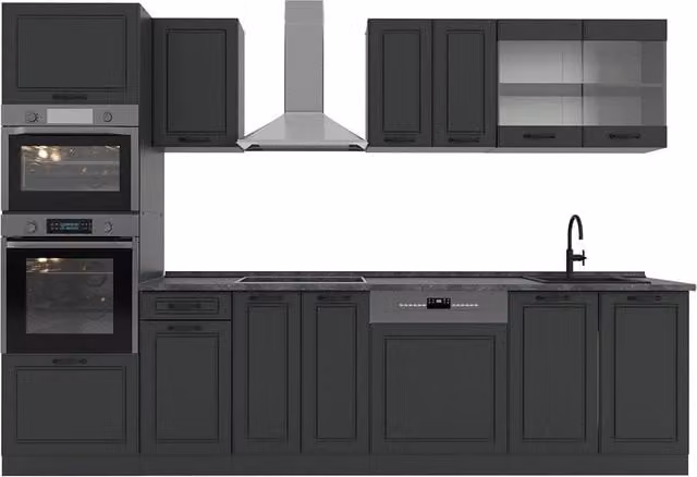 Cucina componibile Vicco R-Line Antracite con armadio alto, larghezza: 300 cm – 1