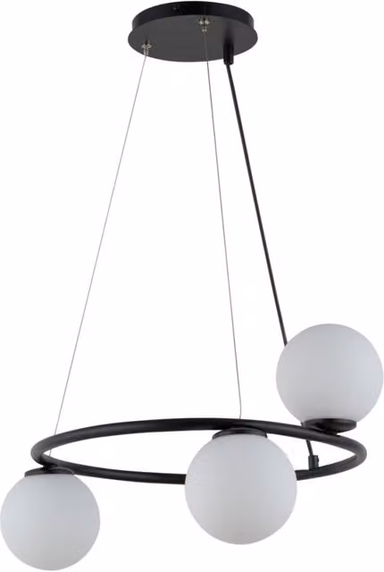 Lampada a sospensione Gama Koło Sigma Lighting con anello e 3 sfere in vetro, colore nero
