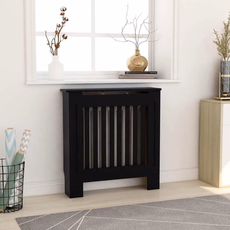 The Living Store Copriradiatore in MDF nero 78 cm