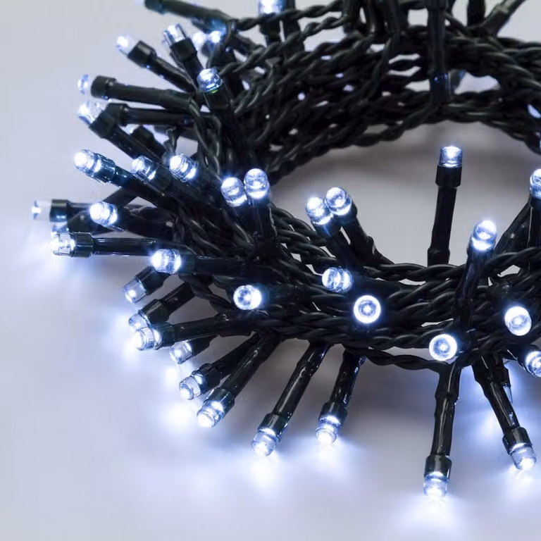Xmas King: ghirlanda luminosa a LED da 12 m con timer, 300 LED per uso esterno, luce bianca fredda, alimentata a batterie