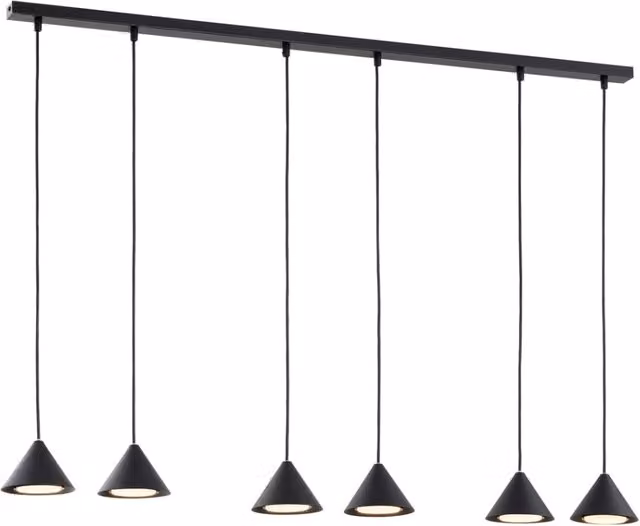 Lampada sospesa nera a barra regolabile 6 luci GX53 Emibig