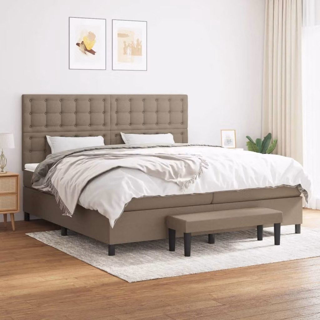 Maison Exclusive - Giroletto a Molle con Materasso Tortora 200x200 cm in Tessuto