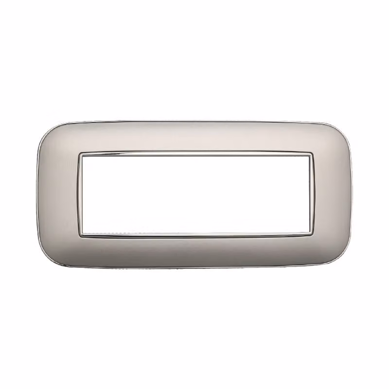 Placca compatibile Bticino Axolute 6 moduli plastica colore argento Orbis serie Moon Ettroit AN91606