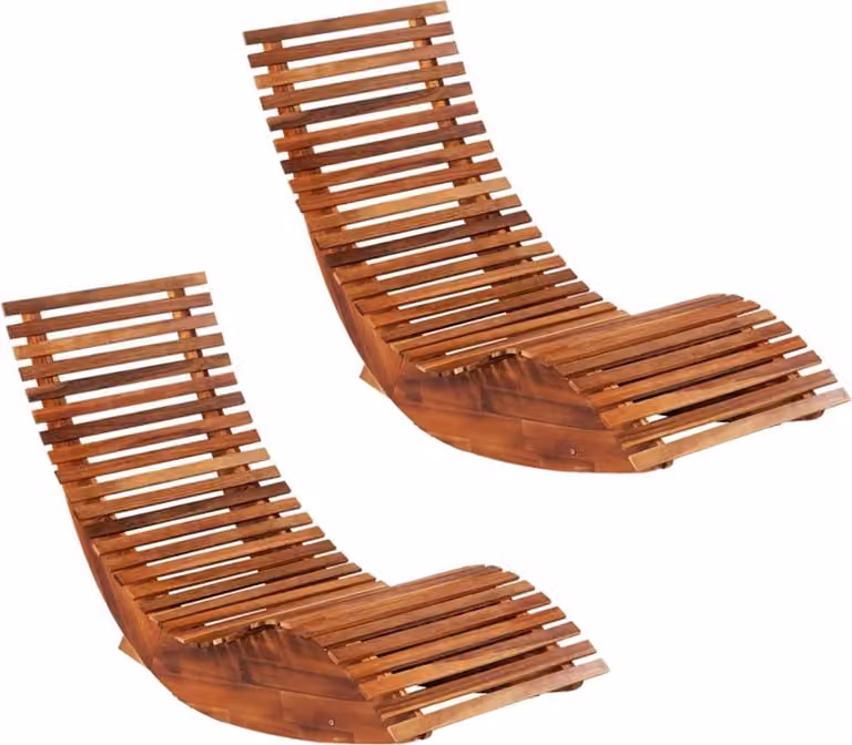Sedia a Sdraio a Dondolo 2 pz in Legno di Acacia