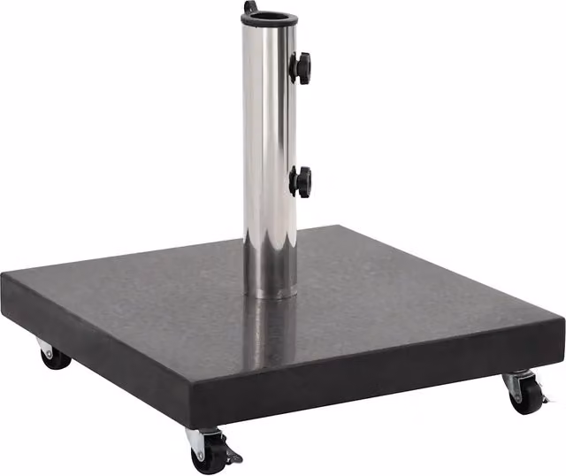Base quadrata per ombrellone HELLOSHOP26 in granito nero con ruote stabilizzatrici L/P/H: 45 x 45 x 5 cm