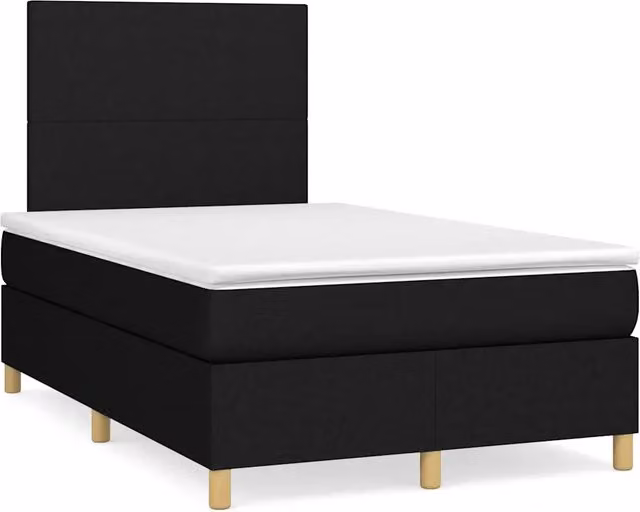 Letto Ibrido con Materasso e Illuminazione LED vidaXL in Tessuto Nero L: 120 cm, P: 200 cm, H: 123 cm