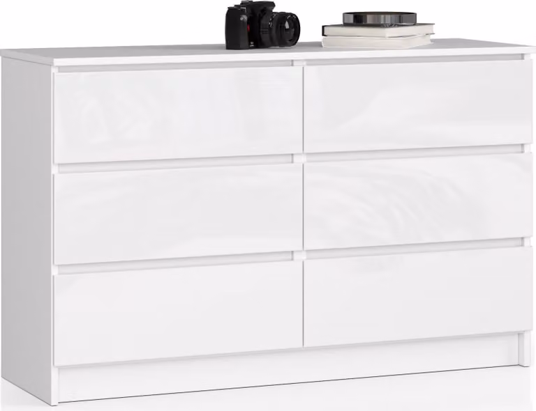 Akord Credenza 6 Cassetti Bianco/Bianco Lucido 120X40X77 Cm