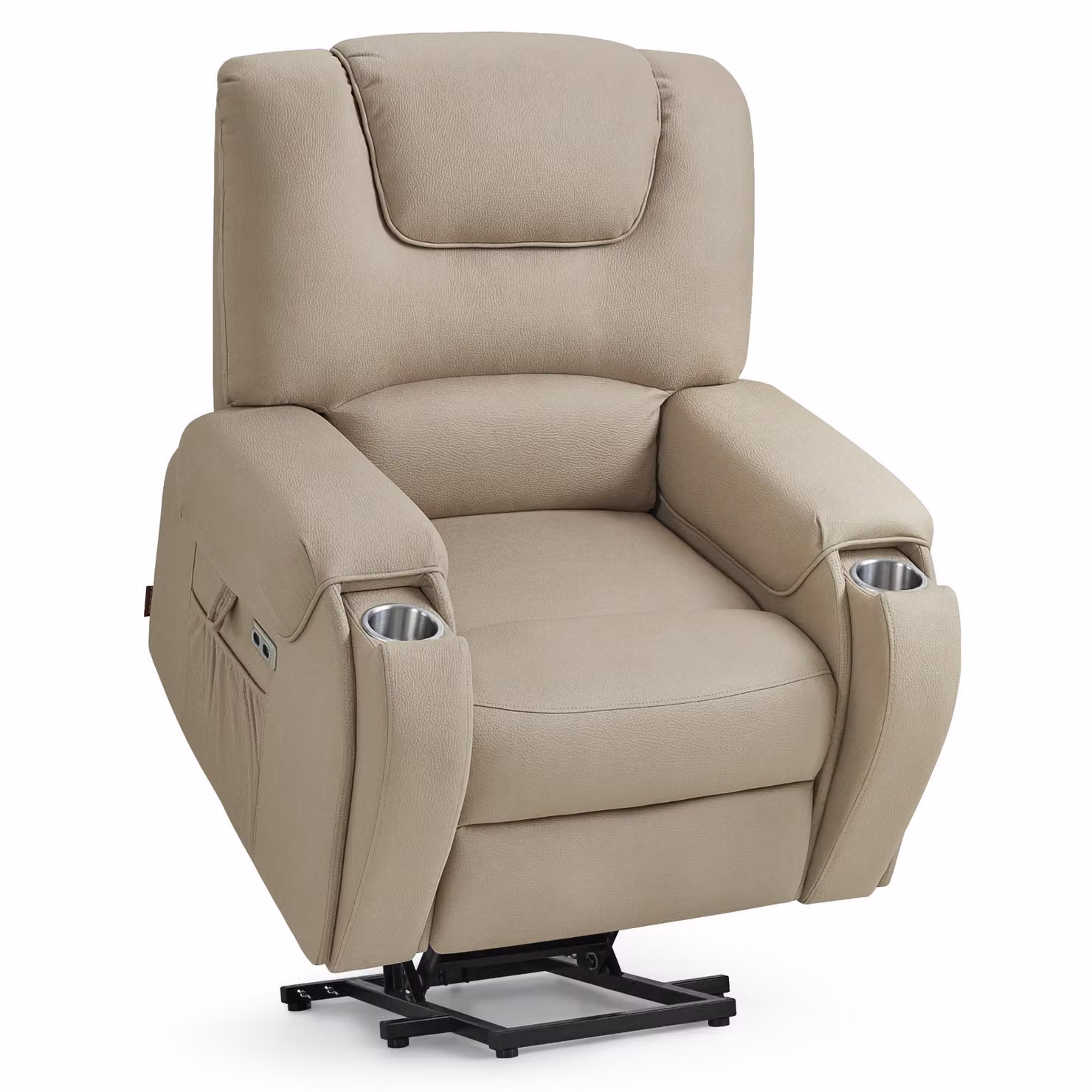 M MCombo Poltrona TV con supporto elettrico, con massaggio e riscaldamento, reclinabile fino a 145°, 7252 (microfibra, beige-marrone)