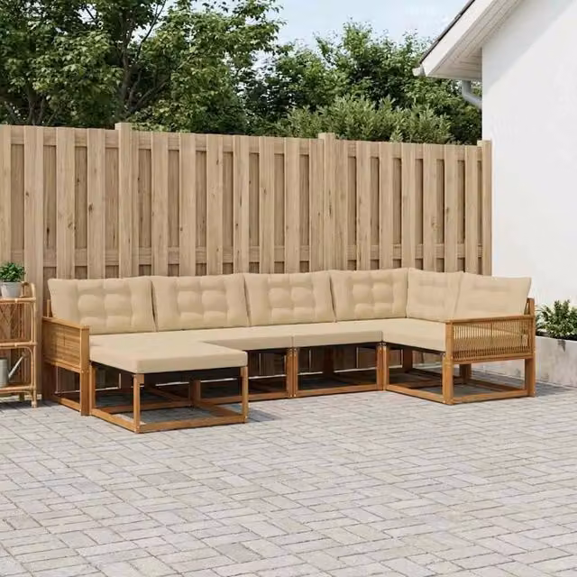 Set di divani da esterno 6 pz Naturale e Beige 3381541
