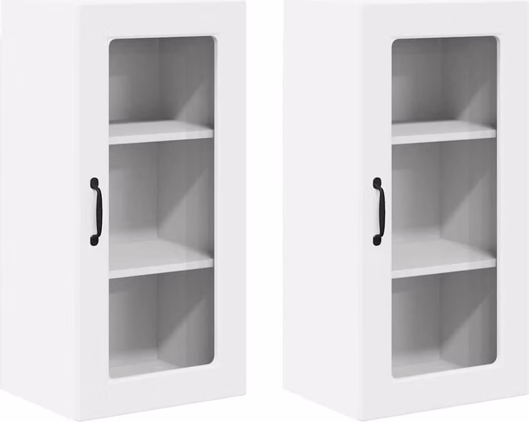 Mobile in vetro da parete LUCCA 2 pcs Bianco 40 x 31 x 80 cm