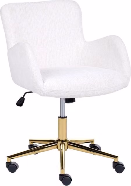 Sedia da ufficio BELIANI in tessuto bianco, con braccioli, base girevole a 360 gradi e ruote, L: 60 cm, P: 60 cm, H: 120 cm