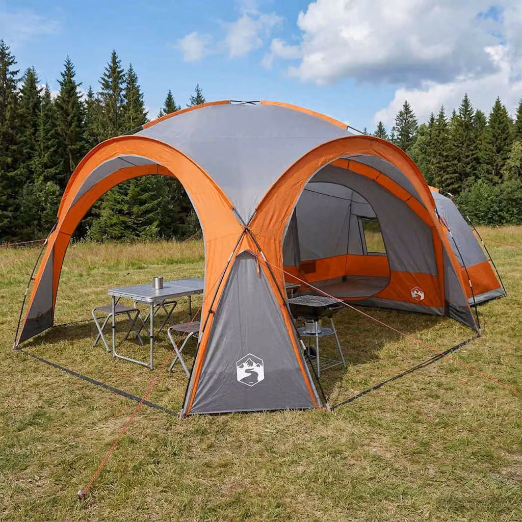 Tenda laterale vidaXL in poliestere e acciaio, grigio e arancione, L/P/H: 410 x 410 x 250 cm