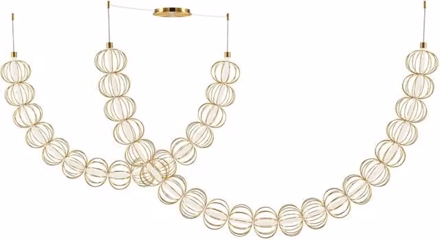 Maytoni Lampadario a Sospensione Moderna Golden Cage in Metallo Oro con 2 Luci LED Integrate