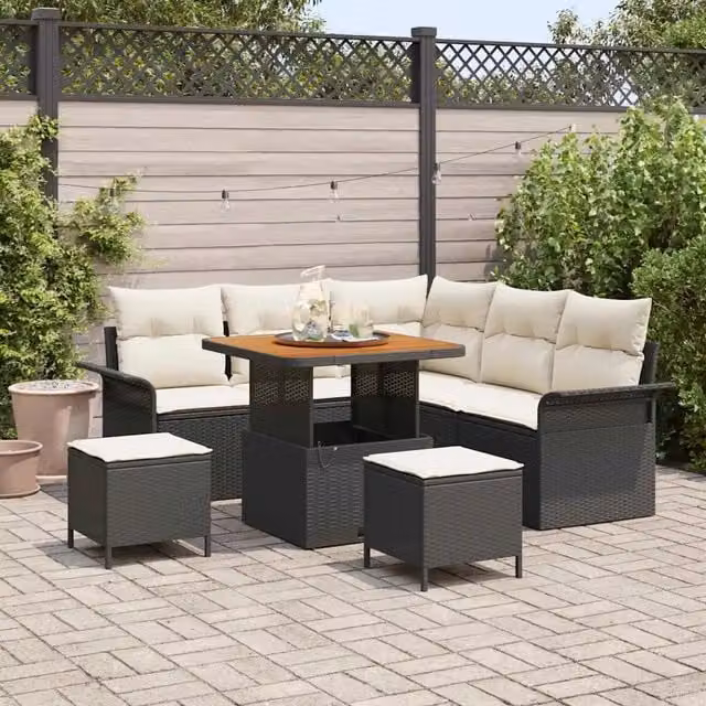 Set Divano da Giardino 8 pz Nero polyrattan 3362130